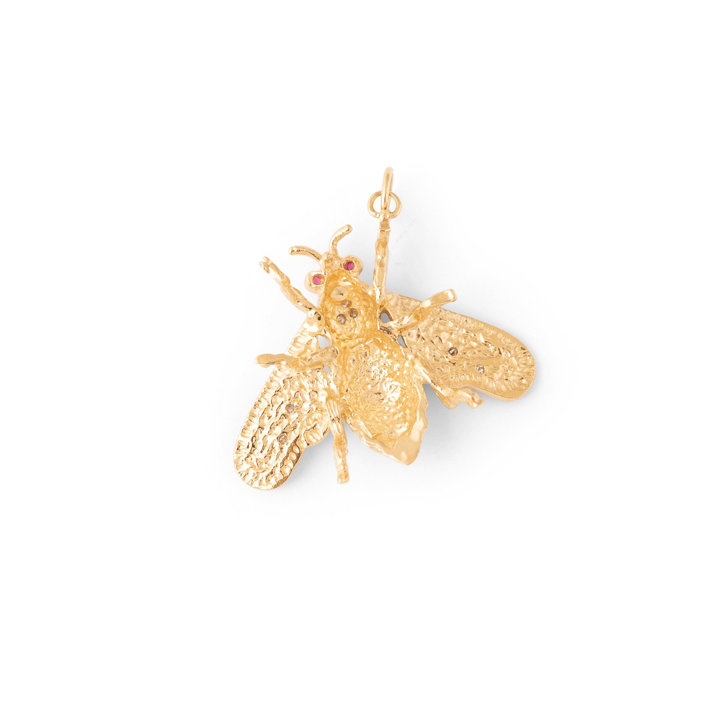 Diamond, Ruby, and 14k Gold Bee Charm