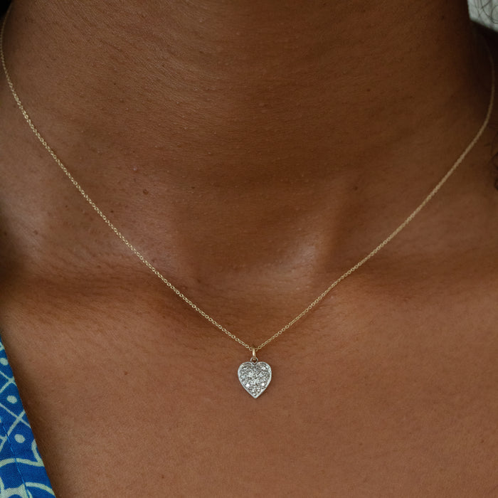 Diamond, Silver, and 14K Gold Heart Charm