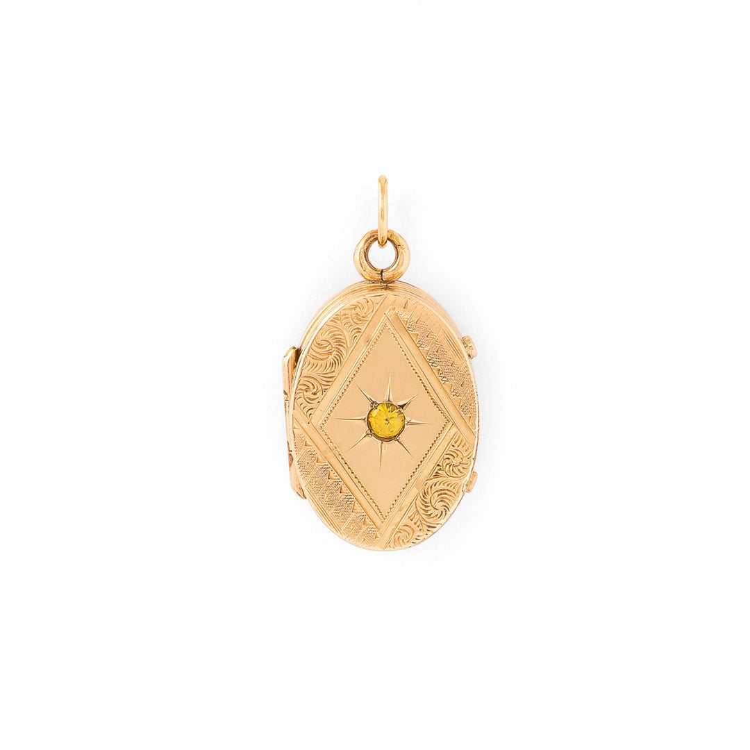 Victorian 14k Gold and Yellow Sapphire Locket