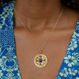 Large Italian 18K Gold and Lapis Charm
