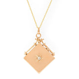 Victorian Diamond and 14k Gold Square Locket