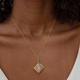 Victorian Diamond and 14k Gold Square Locket