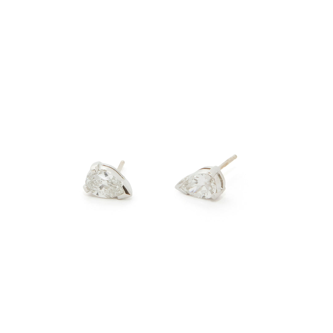Pear-Shaped Diamond Stud Earrings