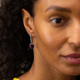 Amethyst, Diamond, Platinum, and 18k Rose Gold Dangle Earrings