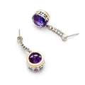Amethyst, Diamond, Platinum, and 18k Rose Gold Dangle Earrings