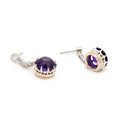 Amethyst, Diamond, Platinum, and 18k Rose Gold Dangle Earrings