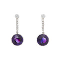 Amethyst, Diamond, Platinum, and 18k Rose Gold Dangle Earrings