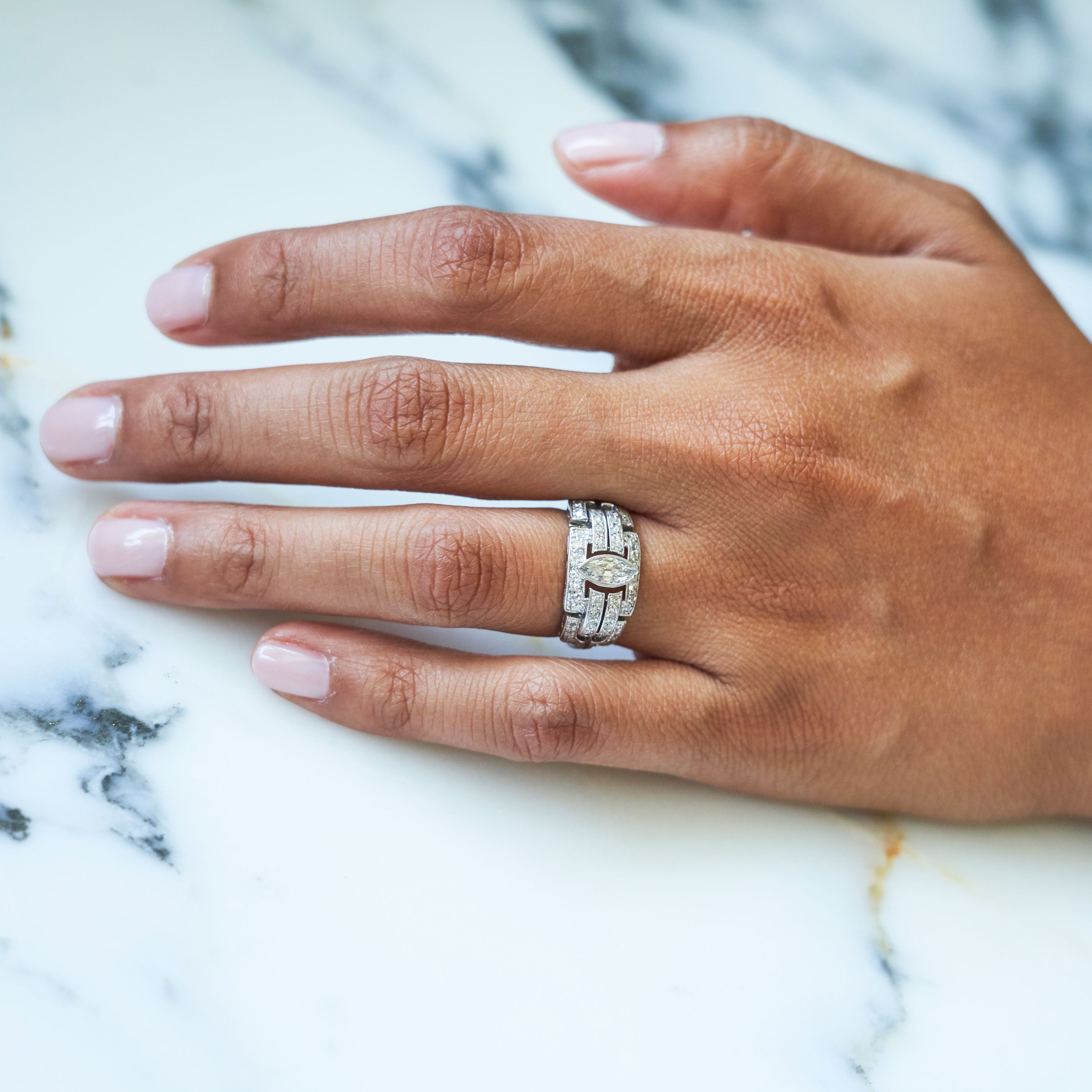 Art Deco Marquise Diamond And Platinum Ring