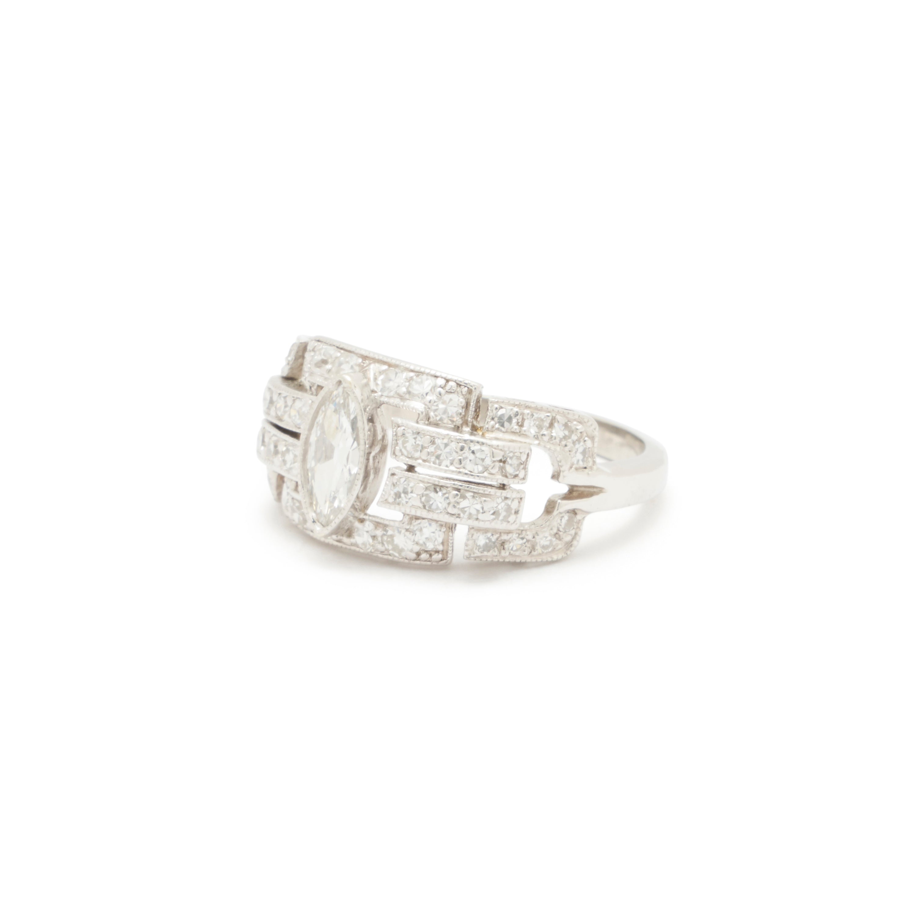 Art Deco Marquise Diamond And Platinum Ring