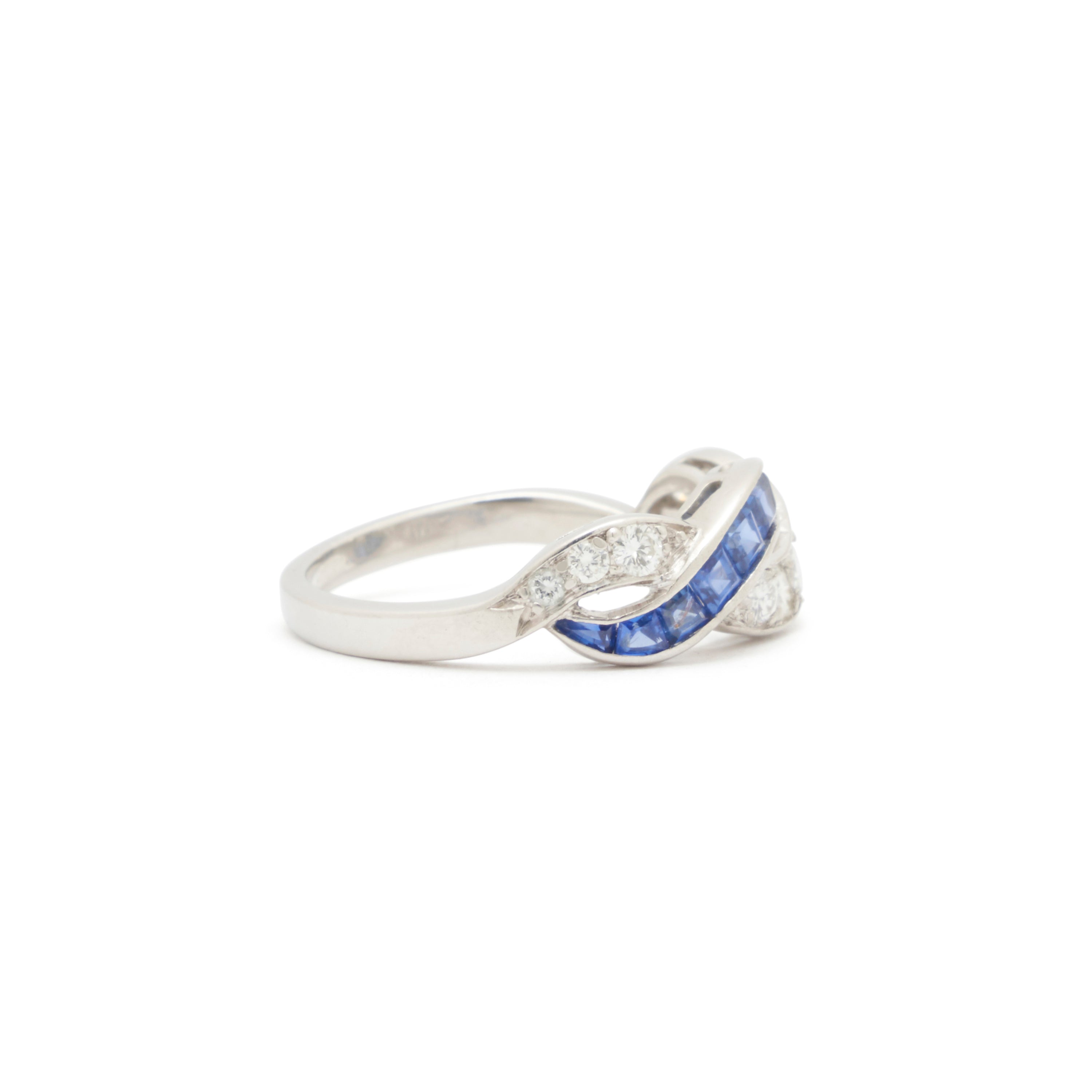 Sapphire And Diamond Twist Half Band In Platinum