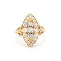Victorian Old Mine Cut Diamond And 18k Gold Navette Ring