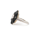 Art Deco Carved Onyx And Diamond 18k Gold Ring