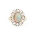 Opal And Diamond 18k Gold Cluster Ring