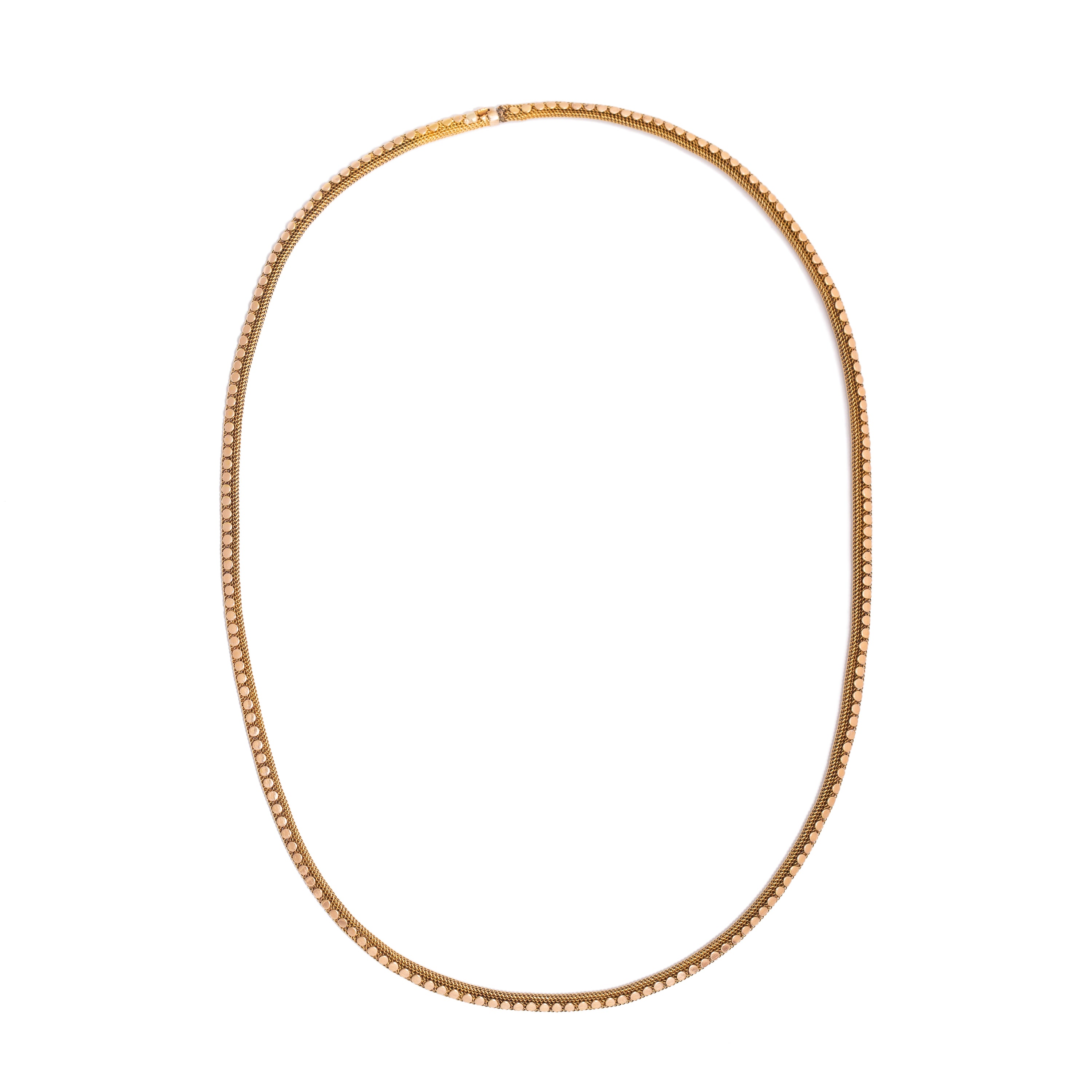 Victorian 18K Gold Mesh and Dot Chain Necklace