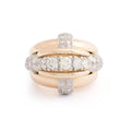 Retro Diamond, 18K Gold, and Platinum Bombe Cocktail Ring