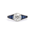 Art Deco 1.50 Carat Diamond and Sapphire Platinum Ring
