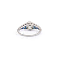 Art Deco 1.50 Carat Diamond and Sapphire Platinum Ring