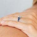 Art Deco 1.50 Carat Diamond and Sapphire Platinum Ring