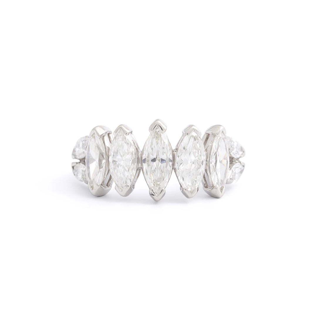 1950s Marquise Diamond and Platinum Ring