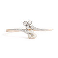 European Diamond and Pearl 18k Bangle Bracelet