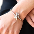 European Diamond and Pearl 18k Bangle Bracelet
