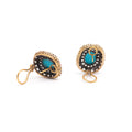 Victorian Turquoise and Diamond Cluster Silver and 14k Gold Earrings