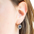 Victorian Sapphire and Rose Cut Diamond 18K Gold Cluster Earrings