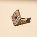 Victorian Rose Cut Diamond Navette Rose Gold Ring