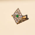 Victorian Rose Cut Diamond Navette Rose Gold Ring