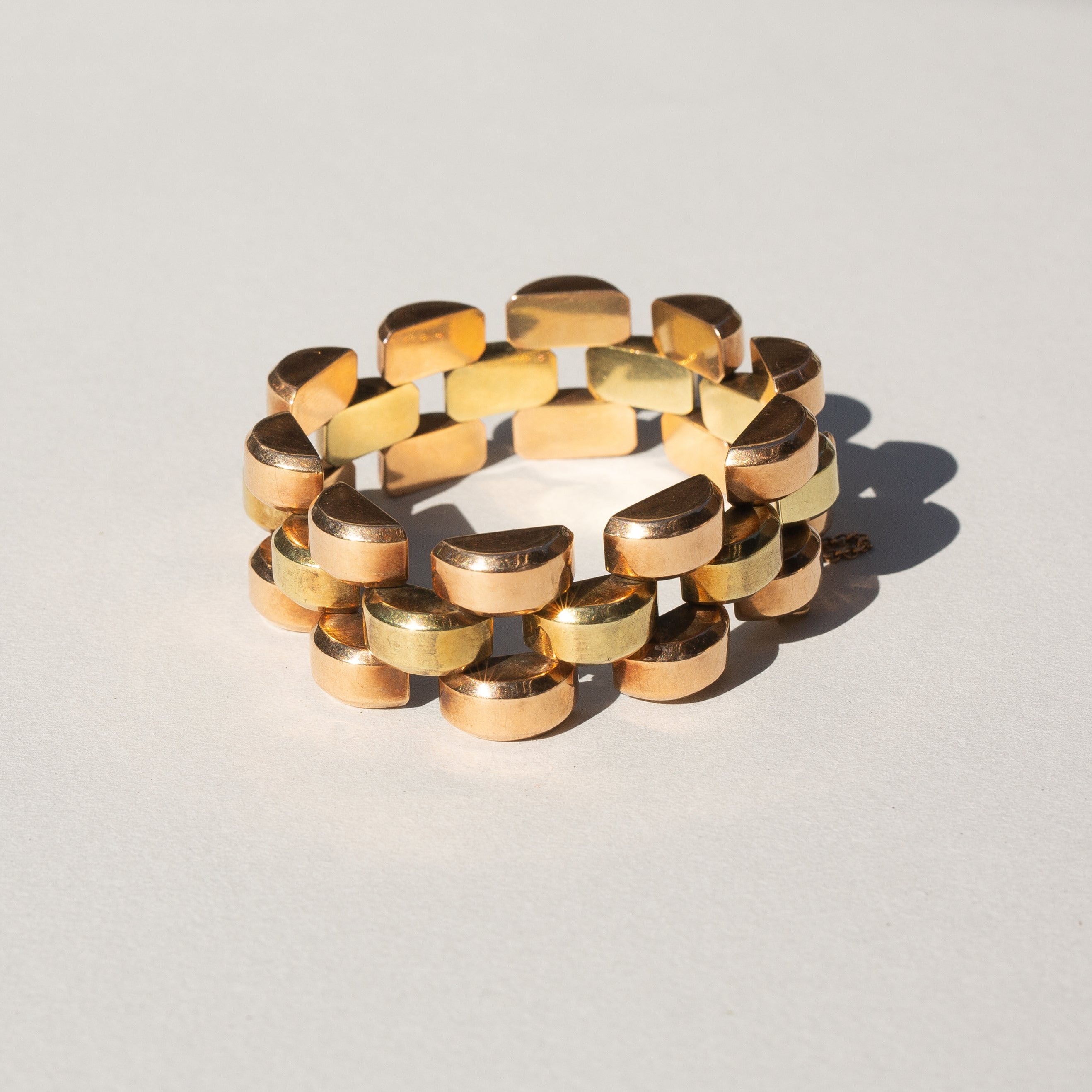 Retro Bi-Color 14k Gold Link Bracelet