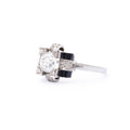 Art Deco Old Mine Cut Diamond, Onyx, And Platinum Ring