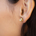 Pearl And Rose Cut Diamond Cluster 14k Gold Earrings