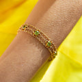 Victorian Peridot and 15k Gold Link Bracelet