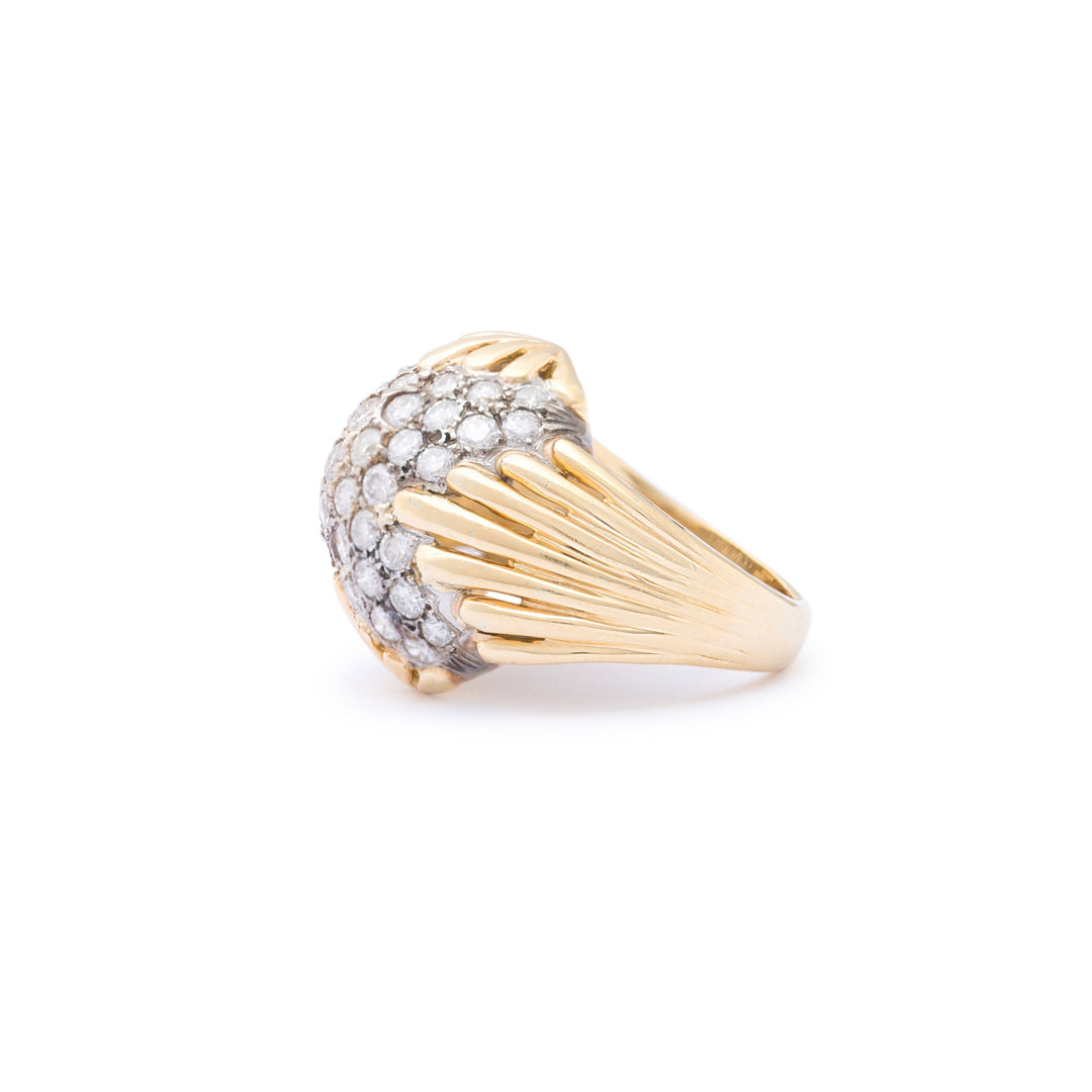 Diamond Pavé, 18k Gold, and Platinum Bombe Cocktail Ring