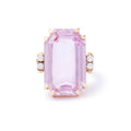 Large Kunzite and Diamond 14k Gold Cocktail Ring