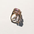 Large Kunzite and Diamond 14k Gold Cocktail Ring