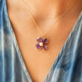 Four-Leaf Clover Amethyst and Pearl 14K Gold Charm
