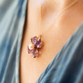 Four-Leaf Clover Amethyst and Pearl 14K Gold Charm
