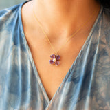 Four-Leaf Clover Amethyst and Pearl 14K Gold Charm