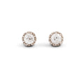 Old Mine Cut Diamond, Platinum, and 14k Gold Stud Earrings