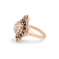 Victorian Old Mine Cut Diamond Cluster and Black Enamel 14k Gold Ring