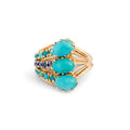 1970s Turquoise, Sapphire, and 14k Gold Cocktail Ring