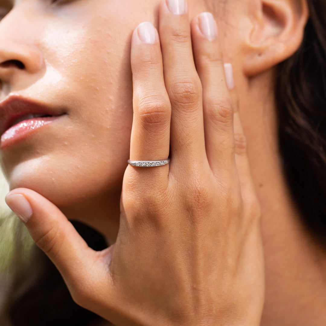 Platinum and Diamond Half Band Ring