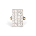 Old Mine Cut Diamond, Platinum, and Gold Rectangular Ring