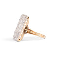Old Mine Cut Diamond, Platinum, and Gold Rectangular Ring