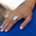 Old Mine Cut Diamond, Platinum, and Gold Rectangular Ring
