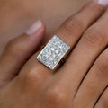 Old Mine Cut Diamond, Platinum, and Gold Rectangular Ring