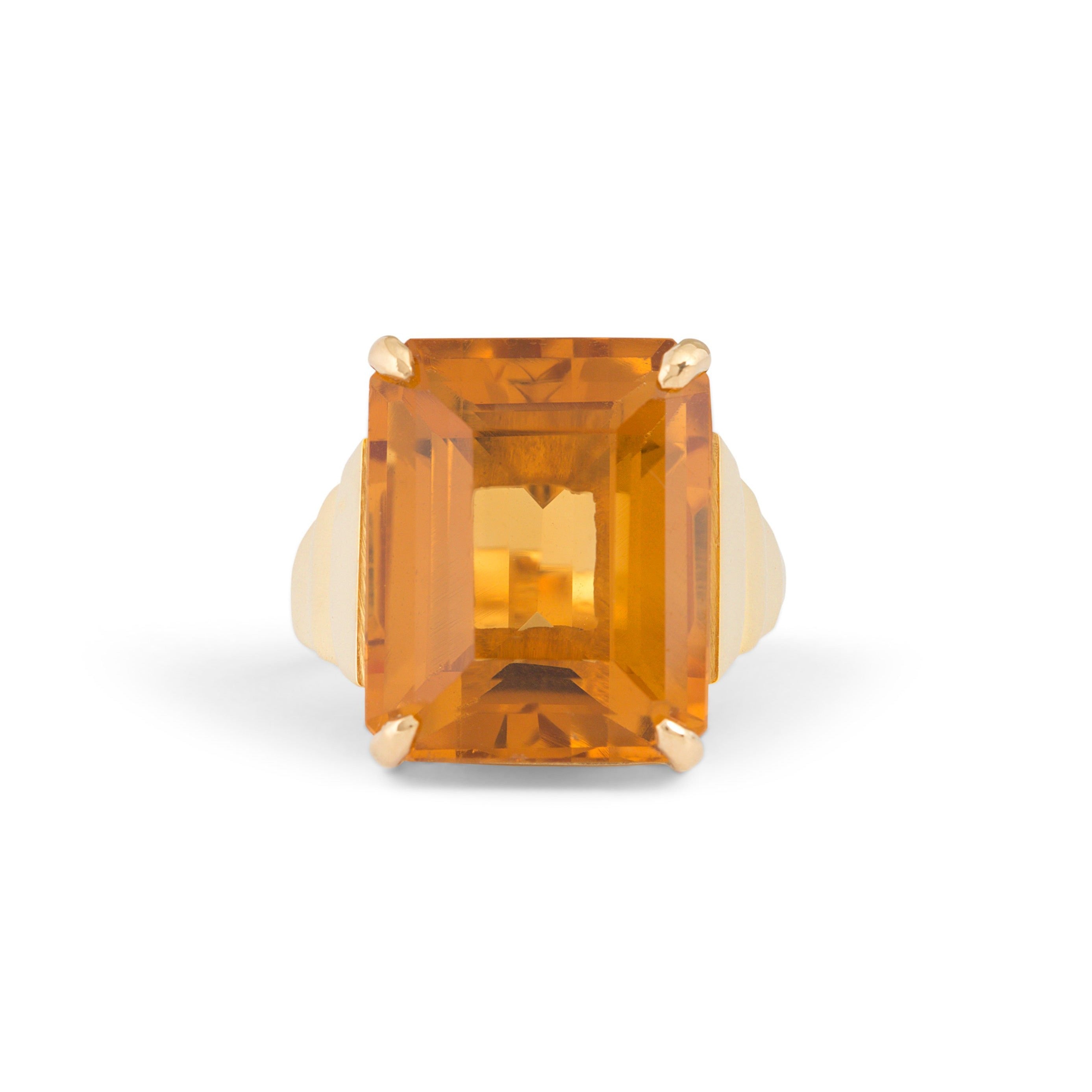 Citrine and Stepped 14k Gold Ring