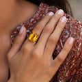 Citrine and Stepped 14k Gold Ring