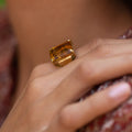 Citrine and Stepped 14k Gold Ring